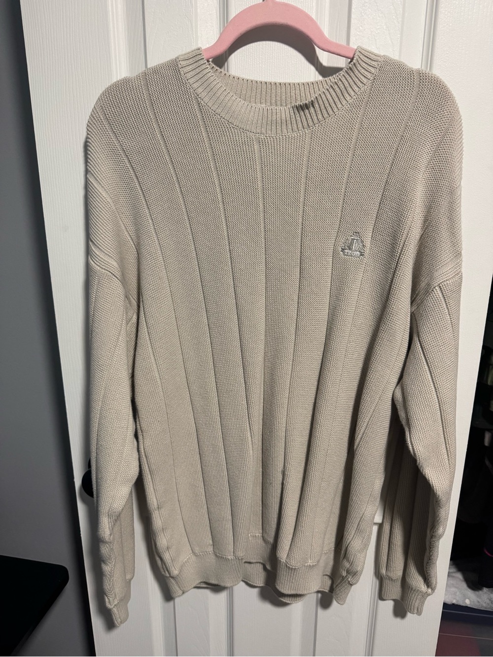 Izod Neutral Ribbed Crewneck Sweater - Light Beige